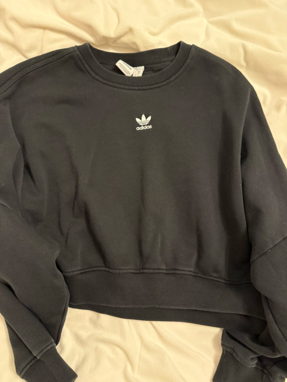 adidas Black Women's Cropped Crewneck Sweatshirt